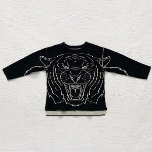 Zara‎ Boys' Knitwear Negative Tiger Sweater, Black